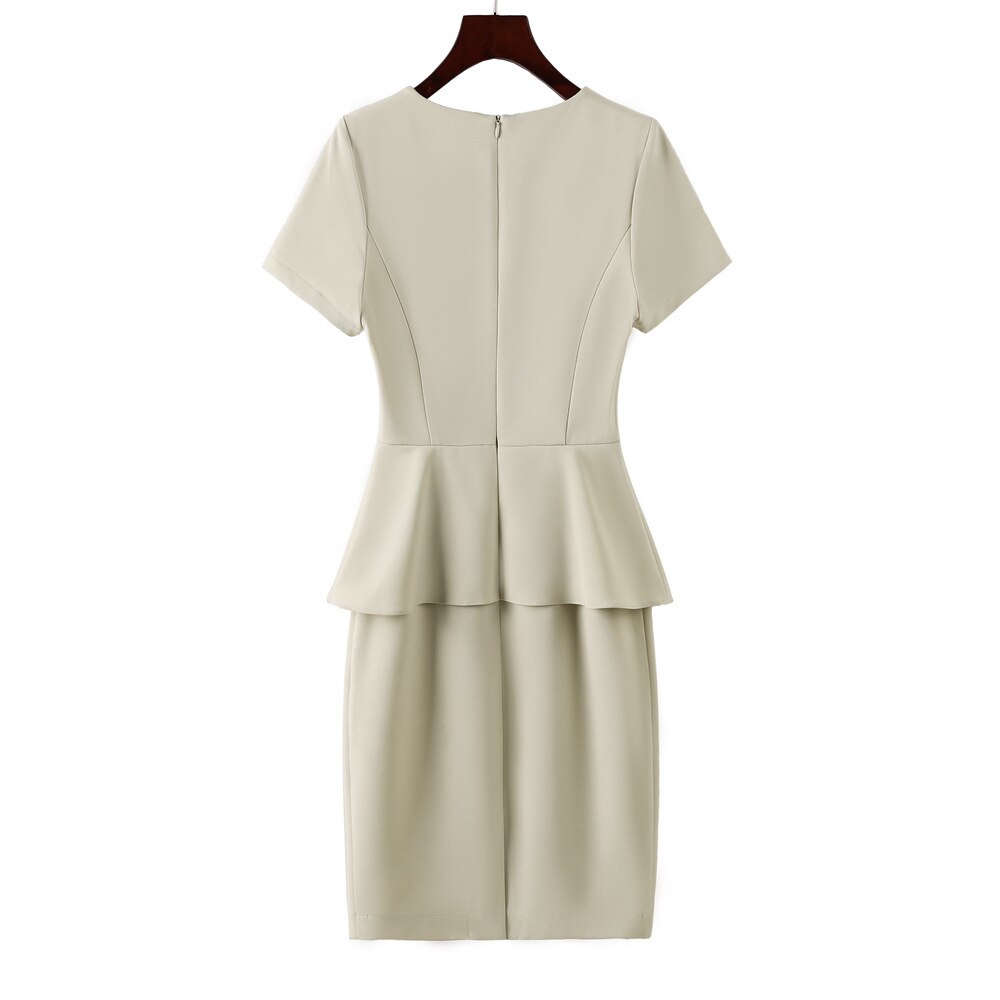 2021 women's Retro summer round neck formal pencil skirt tight buttocks work clothes professional dress Navy Dress