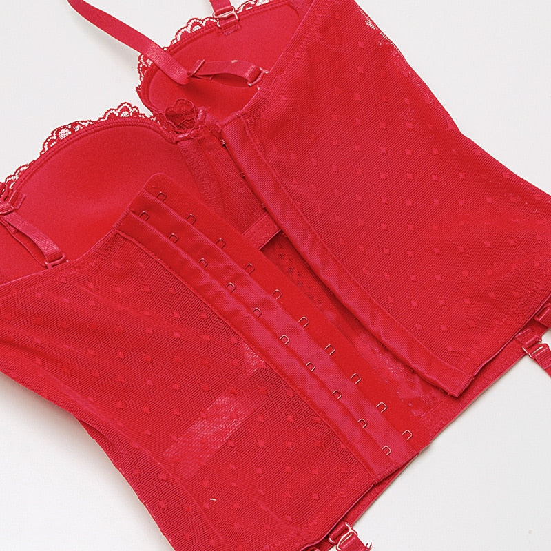 Sexy Shapewear Set For Women Push Up Half Padded Cup Underwired Floral Pattern Lingerie Set Women Bodysuits Dotey Popsy