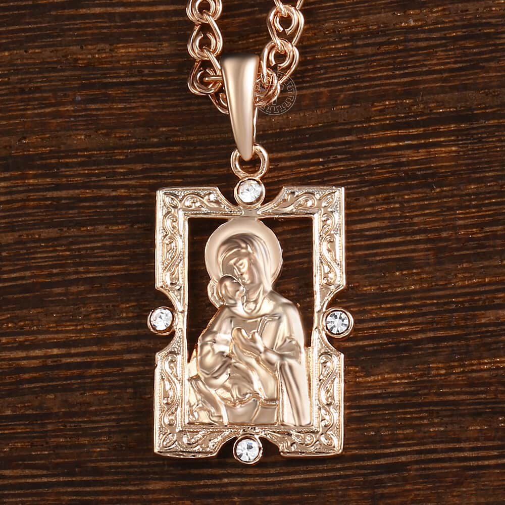 Blessed Virgin Mary Pendant Necklace For Women Men 585 Rose Gold Color Necklace Fashion Jewelry Wholesale Gifts 50.5cm GP192
