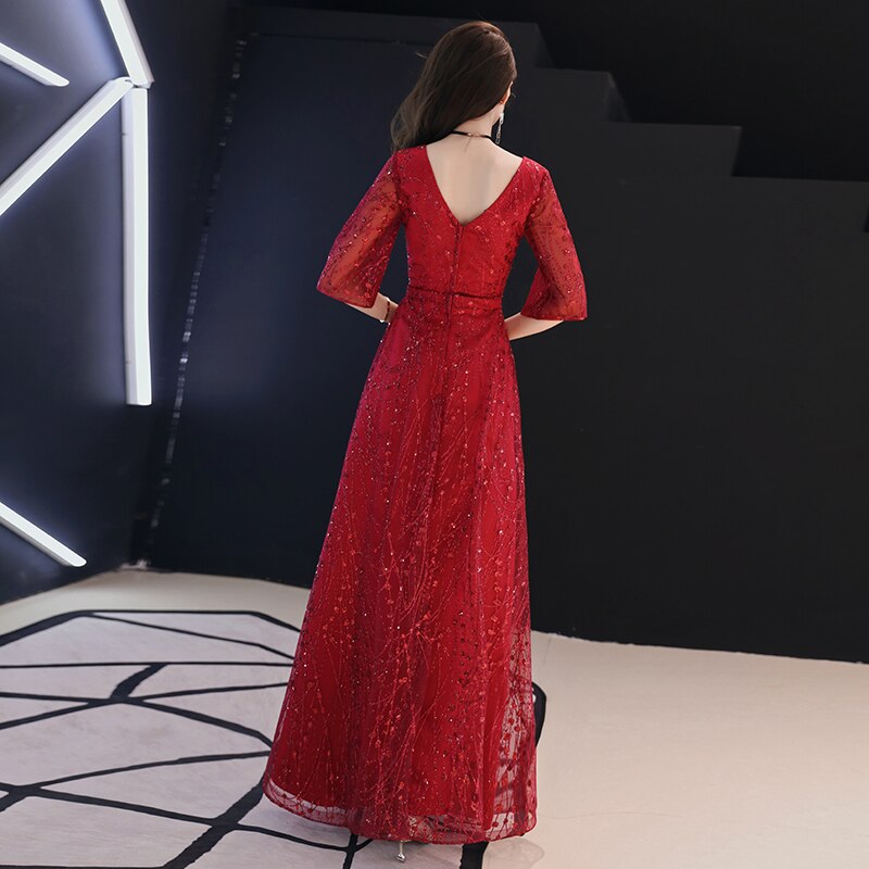 weiyin Robe De Soiree Lace Sexy Backless Long Evening Dresses Bride Banquet Elegant Floor-length Women's Party Prom Dress WY948