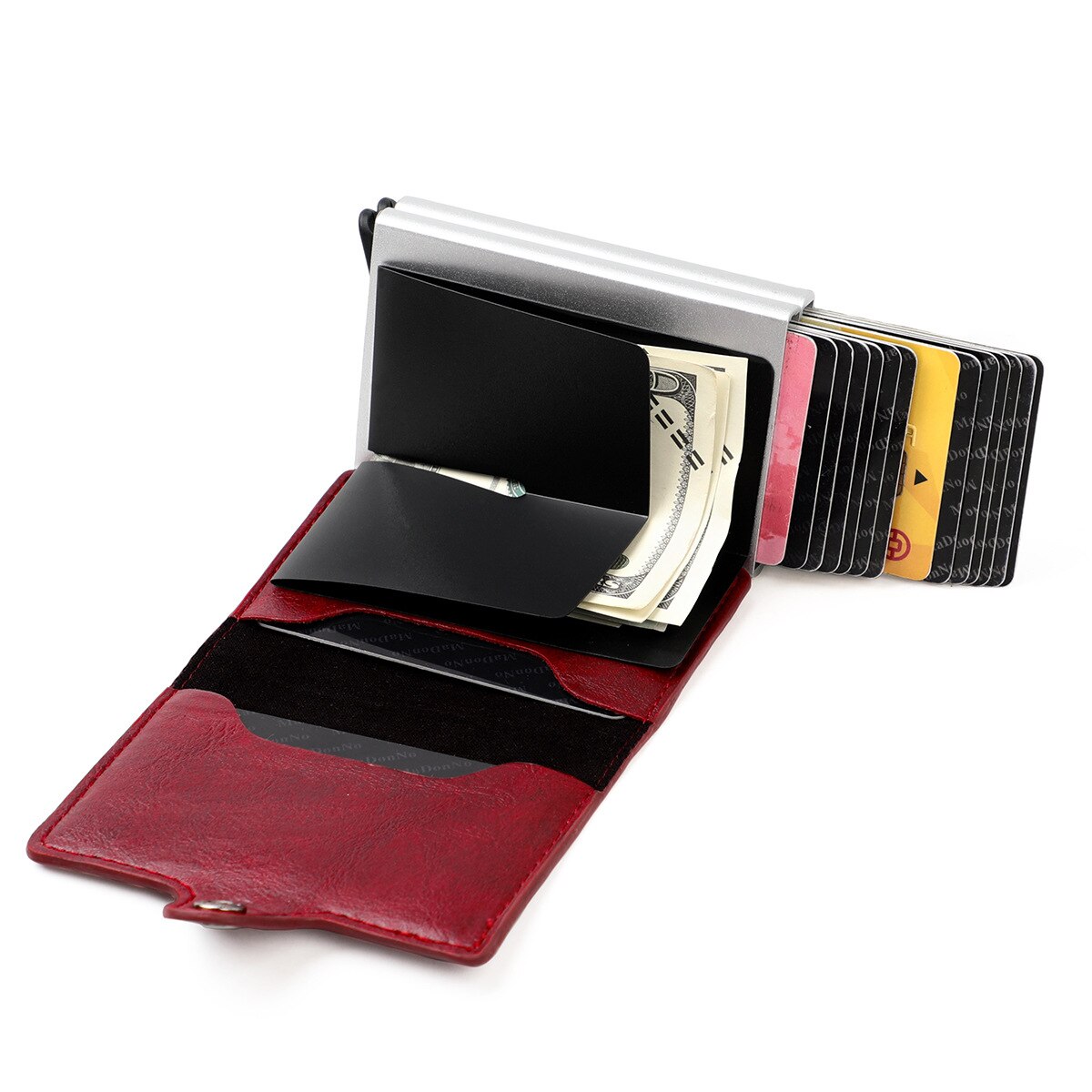 Women's Card Case Rfid Smart PU Leather Mini Metal Wallet for Women