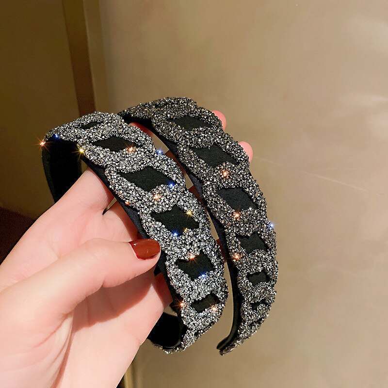 FYUAN Korean Style Geometric Rhinestone Hairbands for Women Velvet Headwear Wedding Hair Accessories Jewelry