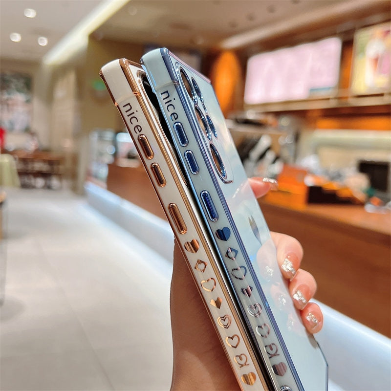 Soft Electroplated Love Heart Phone Case For Samsung S22 Ultra S22 S21 Plus S21 S20 FE A12 A53 A52 A135G Shockproof Bumper Cover