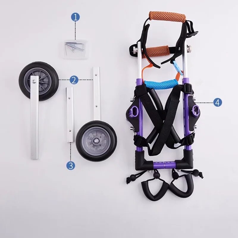 Aluminum Durable Dog Wheelchair Hind Limb Hind Leg Disabled Pet Cat Small Dog Wheelchair For Legs Rehabilitation Teddy Walk Tool