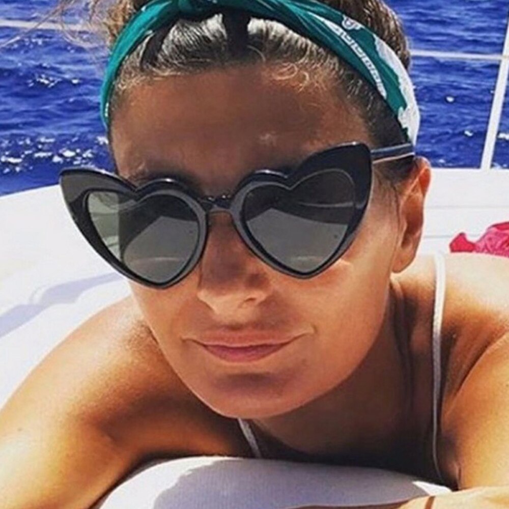 MUSELIFE Love Heart Big Frame Personality Women Sunglass Fashion Cute Sexy Retro Cat Eye Vintage SunGlasses Pink Female