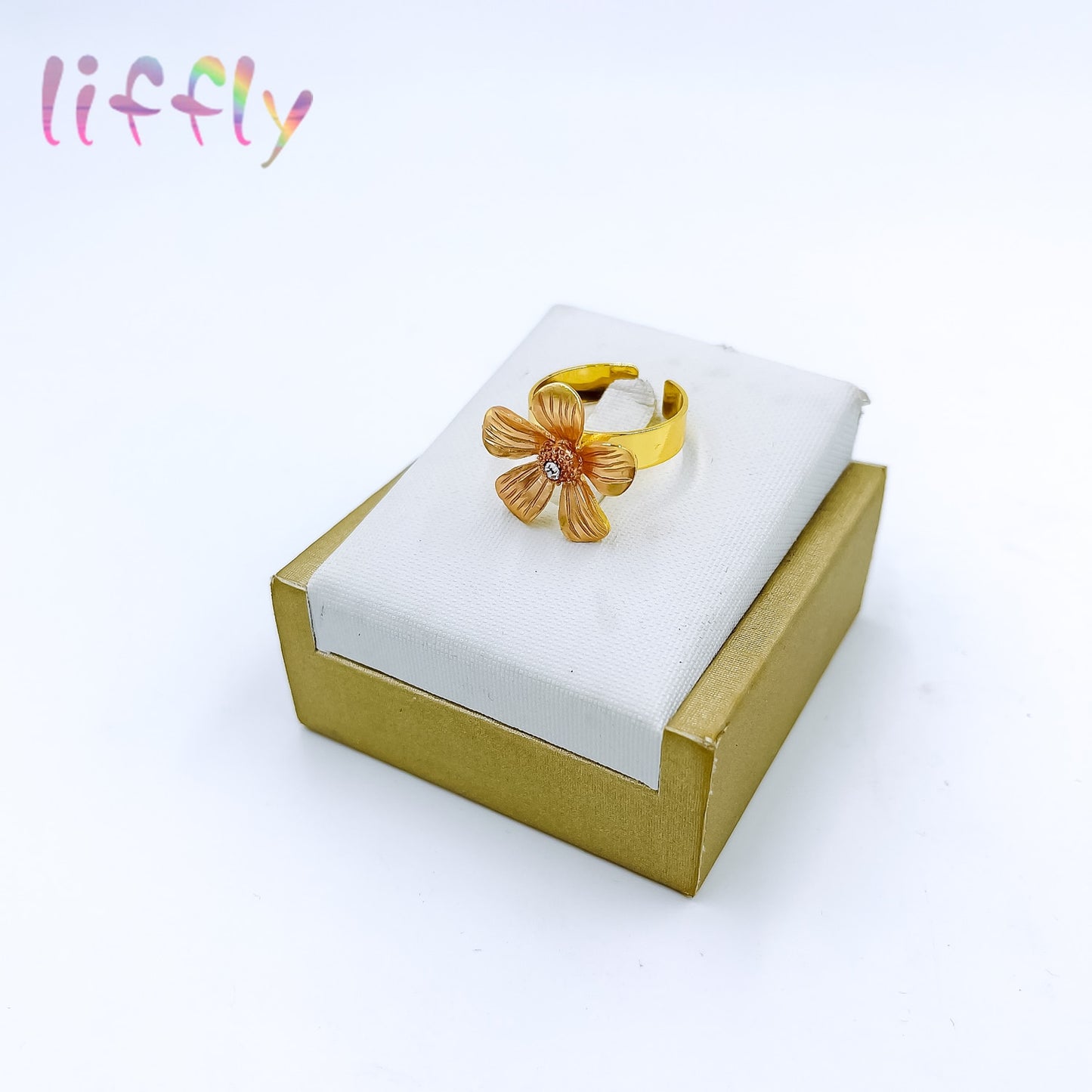 Liffly Dubai Elegant Bridal Wedding Jewelry Flower Necklace Bracelet Earrings Ring African Fashion Jewelry Sets Women Gift