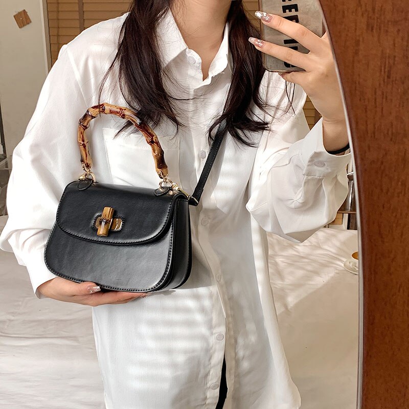 Bamboo Handle Design Small Handbags Purses Women Crossbody Bag 2022 New Fashion Ladies Shoulder Messenger Totes High Quality