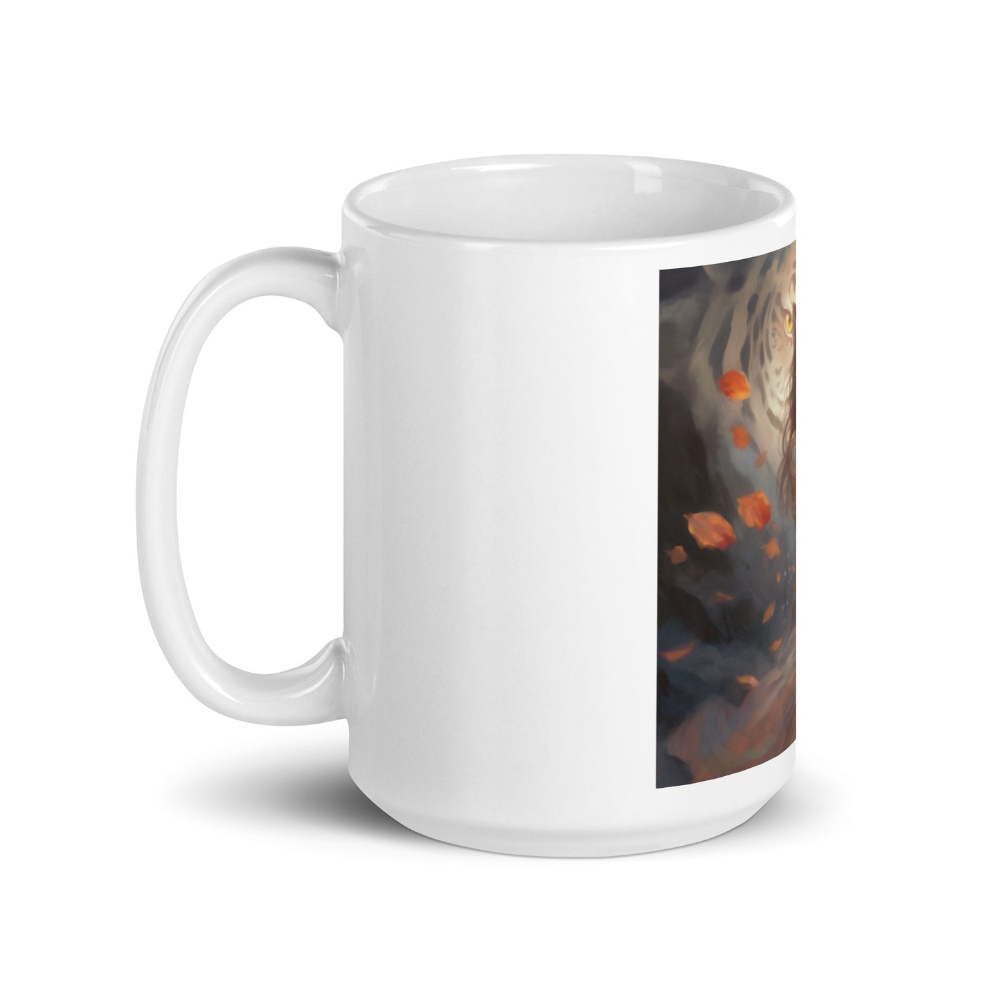 The Eternal Dance of Goodness White Glossy Mug: Ideal for Coffee, Tea, and More