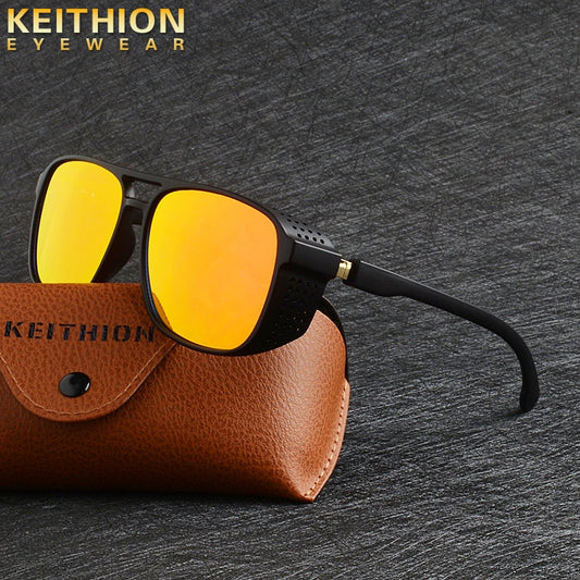 KEITHION Women Retro Shades Fashion Side Shields Style Square Sun Glasses Men Driving Steampunk Goggles Sunglasses