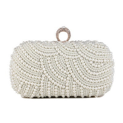 Beaded Diamonds Women Evening Bags Vintage Embroidery Small Pearl Day Clutch Shoulder Chain Handbags Rhinestones Purse