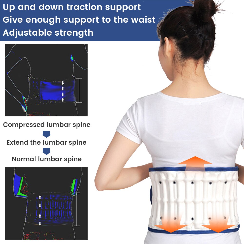 Spinal lumbar Support Back Relief BeltWaist Air Traction Brace Belt Backach Pain Release Massager Unisex Physio Decompression