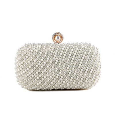 Beaded Diamonds Women Evening Bags Vintage Embroidery Small Pearl Day Clutch Shoulder Chain Handbags Rhinestones Purse