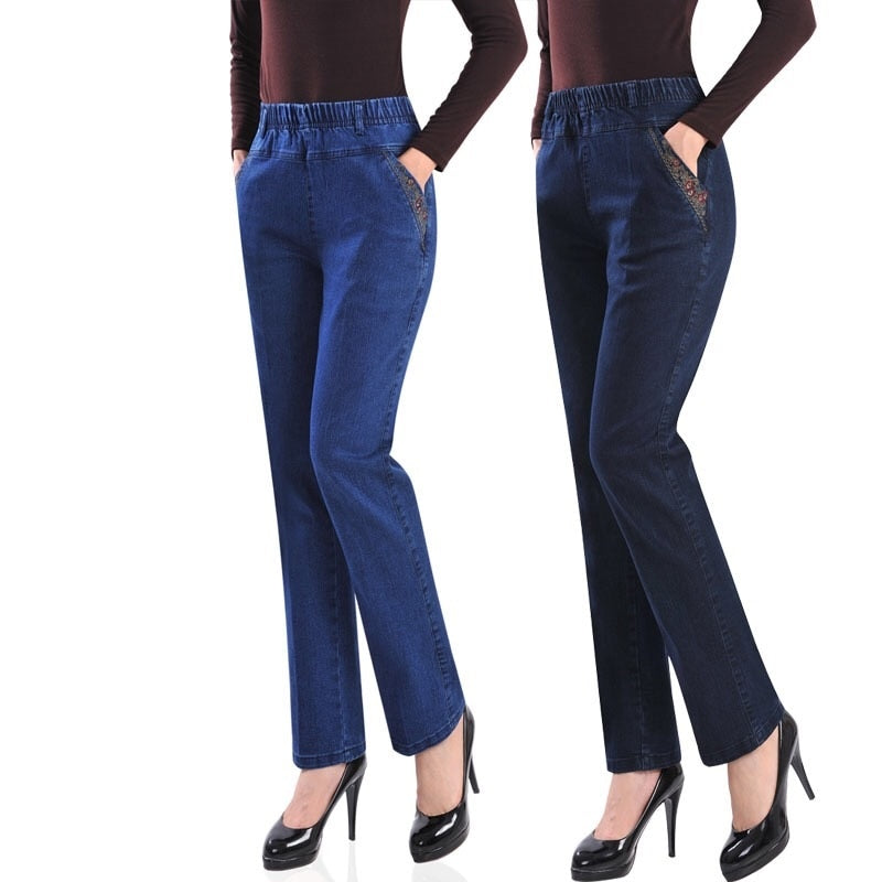 2022 New Jeans Female Denim Pants Loose Womens Jeans High Waist Elastic Straight Pants Casual Vintage Trousers P294