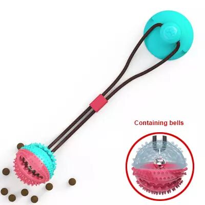 Dog Molar Bite Toys Rubber Chew Toys Treats Squeaky Ball for Biting Teeth Cleaning and Food Dispensing Interactive Rope Tug Toy