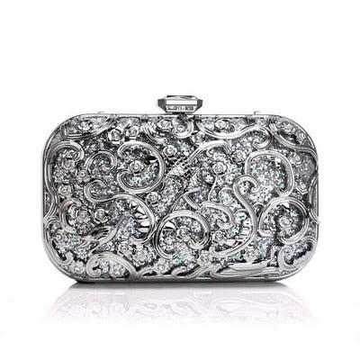 SEKUSA Luxury women evening bags hollow out style diamonds metal clutch purse wedding bridal small handbags for party bags