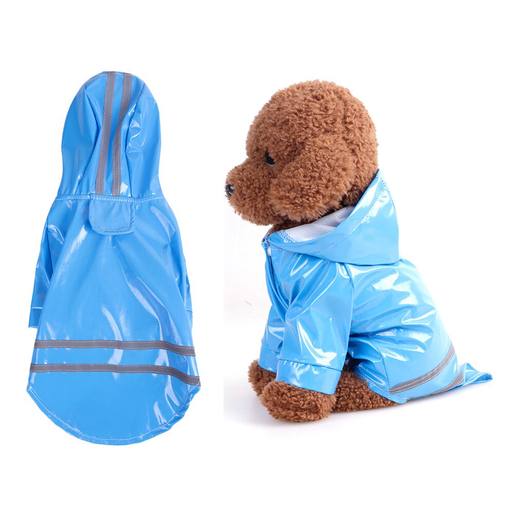 Spring Summer Cartoon Dog Raincoat Reflective PU Puppy Pet Rain Coat Hooded Waterproof Dog Jacket Clothes For Small Medium Dogs