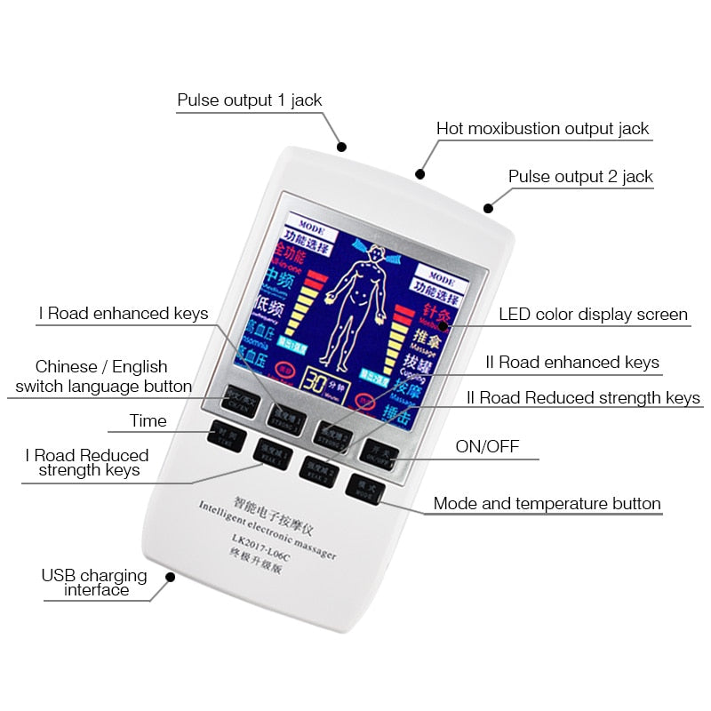 Electronic Pulse Massager Tens EMS Machine Massager Acupuncture Massager Nerve Muscle Stimulator Frequency Physiotherapy Device