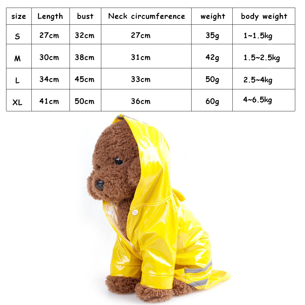 Spring Summer Cartoon Dog Raincoat Reflective PU Puppy Pet Rain Coat Hooded Waterproof Dog Jacket Clothes For Small Medium Dogs