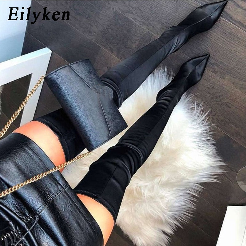 Eilyken 2023 Thigh High Women Boots Over The Knee Elastic Stretch Sexy Nightclub Shoes Long Zapatillas Mujer