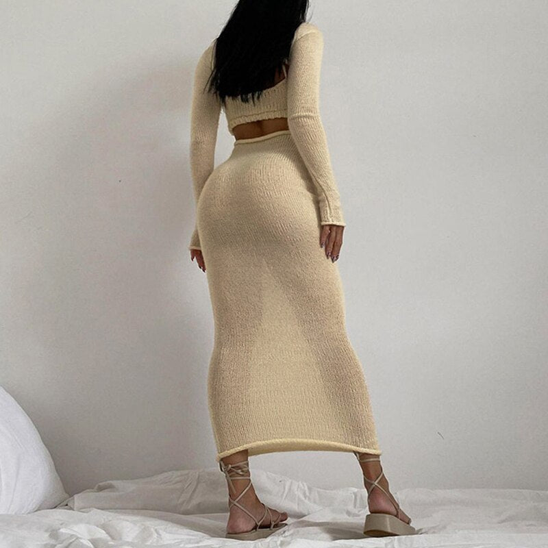 2022 Autumn Winter New Women Fashion Long Sleeve Dress(with Vest) Sexy Slash Neck Bodycon Dress Female Casual Bottom Clothes