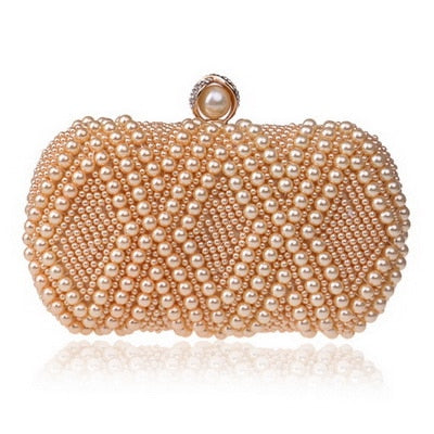 Beaded Diamonds Women Evening Bags Vintage Embroidery Small Pearl Day Clutch Shoulder Chain Handbags Rhinestones Purse