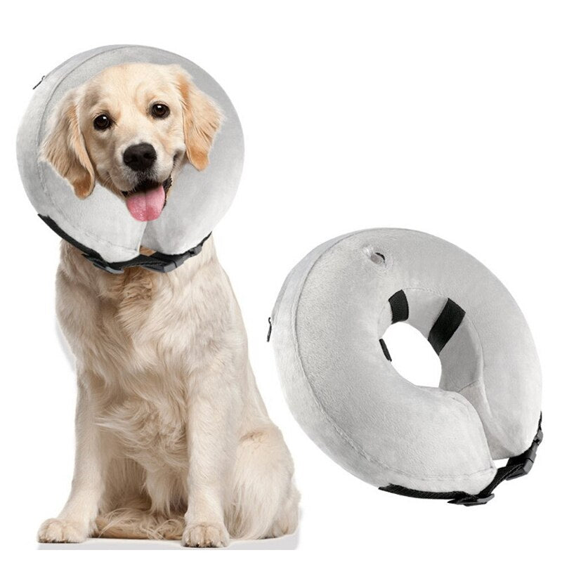 Protective Inflatable Collar for Dogs and Cats Soft Pet Recovery Collar After Surgery Protective