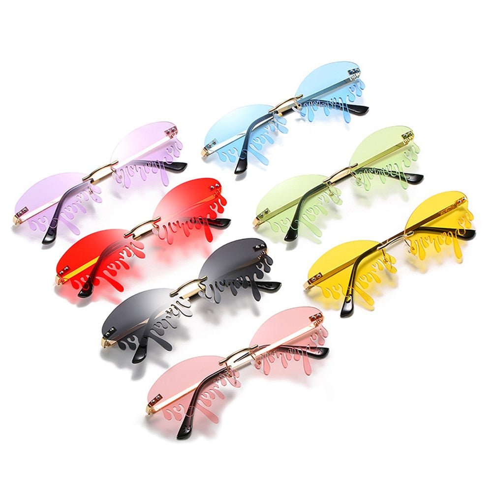 MUSELIFE Fashion Rimless Sunglasses Women New Vintage Unique Tears Shape Steampunk Sunglasses Female Gafas Shades UV400 Oculos