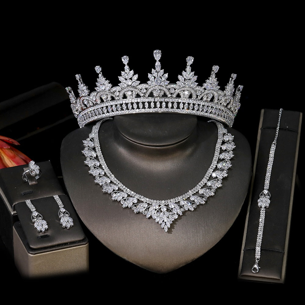 ASNORA5 Pieces Of Zircon Bridal Jewelry Set, Women's Party Luxury Dubai Nigeria CZ Crystal Wedding Jewelry Set