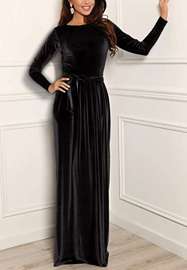 2022 O-neck Long-Sleeve Black Velour Evening Dresses Mermaid Party Gowns Maxi Elegant Multi Female Robes vestidos AE0792