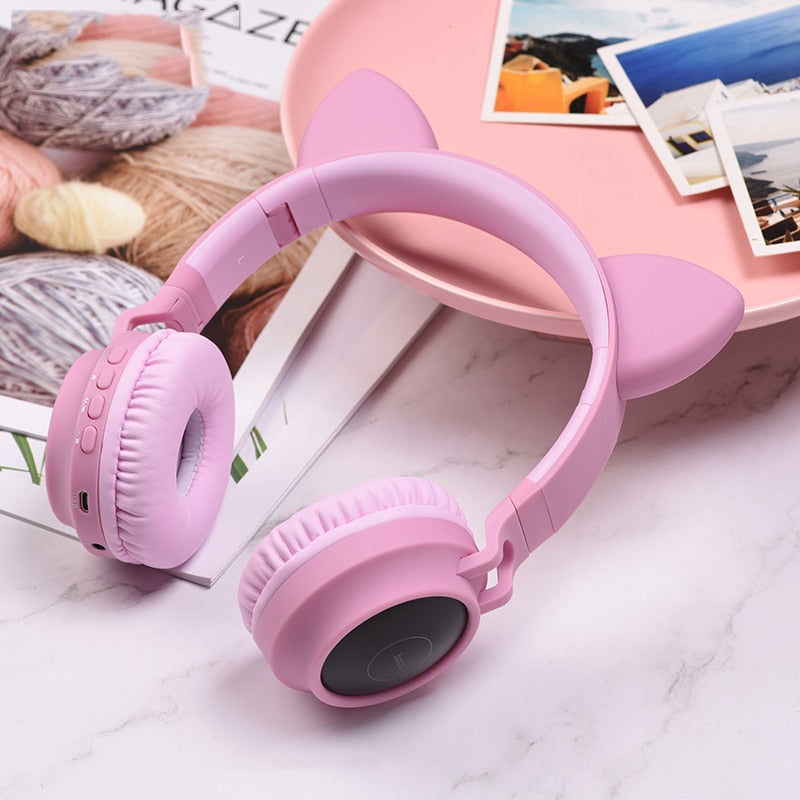 HOCO Gaming LED bluetooth headphones girl Headset for phone  Music PC Laptop Kids Headphones TF Card 3.5mm Plug with microphone