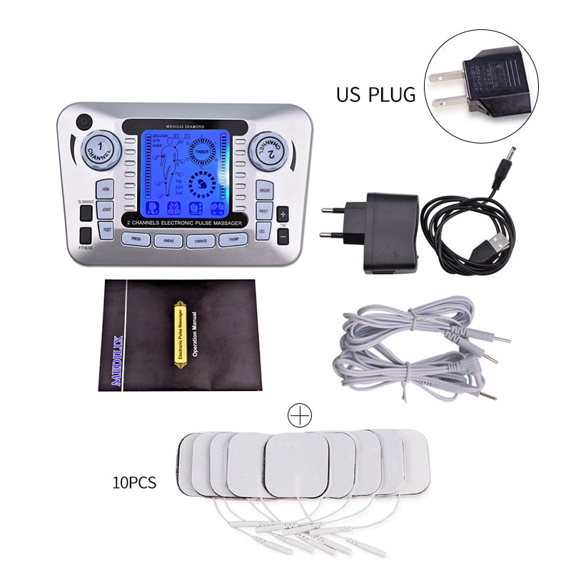 20 Levels Body Massage Electronic Slimming Pulse Massage Muscle Relax Pain Relief Stimulator Tens Acupuncture Therapy Machine