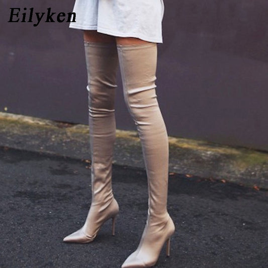 Eilyken 2023 Thigh High Women Boots Over The Knee Elastic Stretch Sexy Nightclub Shoes Long Zapatillas Mujer