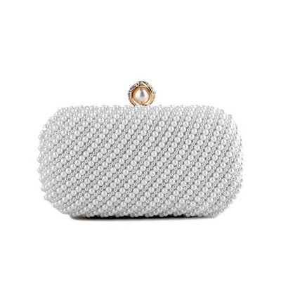 Beaded Diamonds Women Evening Bags Vintage Embroidery Small Pearl Day Clutch Shoulder Chain Handbags Rhinestones Purse