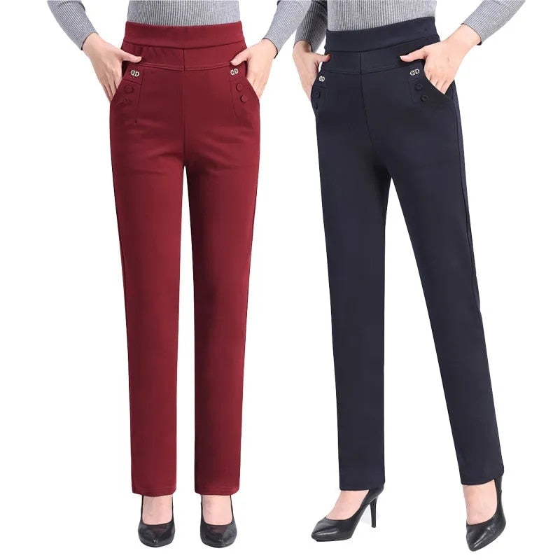 2022 New Spring Autumn Straight Pants Women Slim Casual Office Women&#39;s Pants High Waist Pocket Trousers Pantalon 5XL