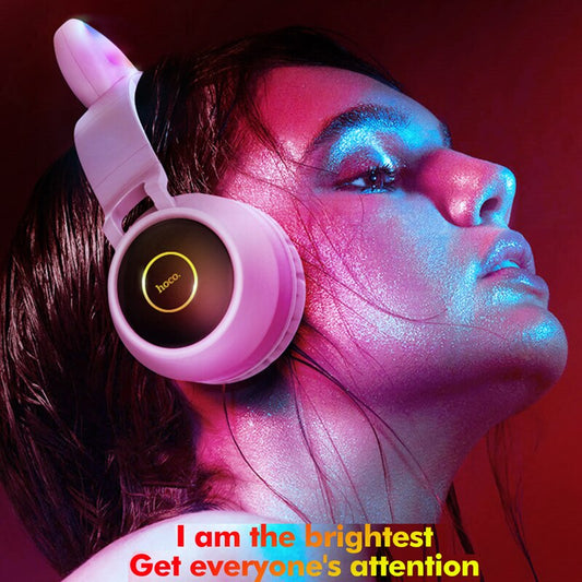 HOCO Gaming LED bluetooth headphones girl Headset for phone  Music PC Laptop Kids Headphones TF Card 3.5mm Plug with microphone