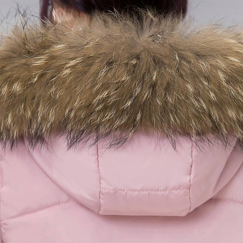 2020 Winter Jacket Women Coat Fur Collar Hooded Parkas Female Jacket Long Coat Thick Warm Cotton Padded Parka Outerwear P1035