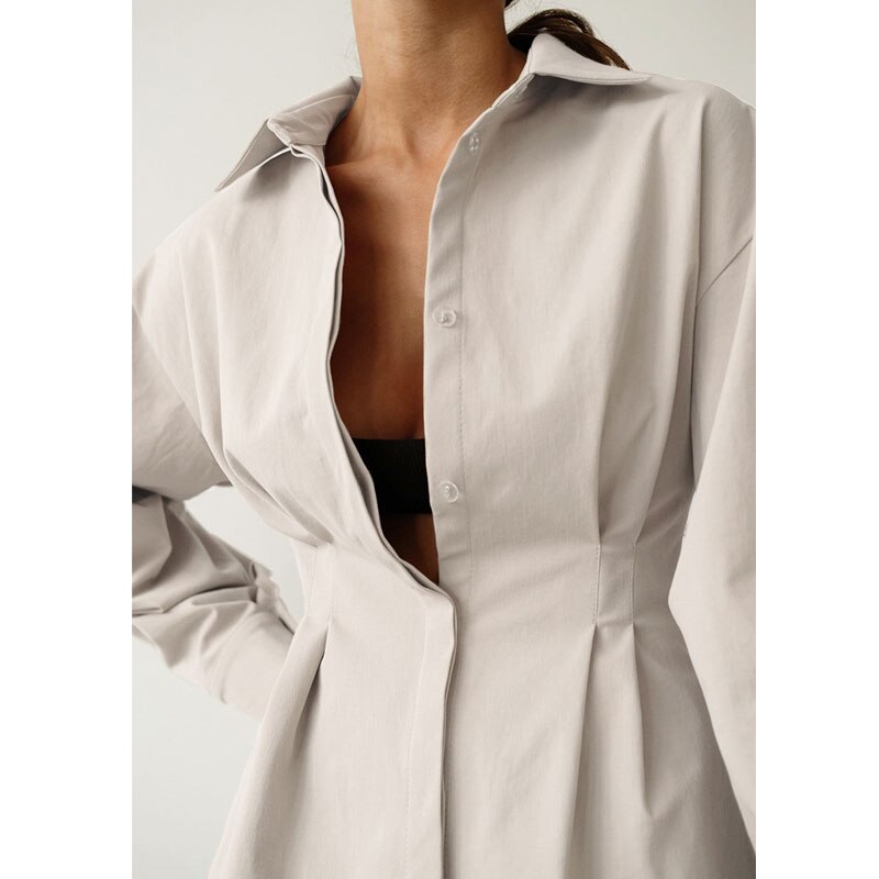 Autumn High Quality Women&#39;s Shirt Dresses New Arrival Collect Waist Slim Retro Dress Female Long Sleeve Single Breasted Dress