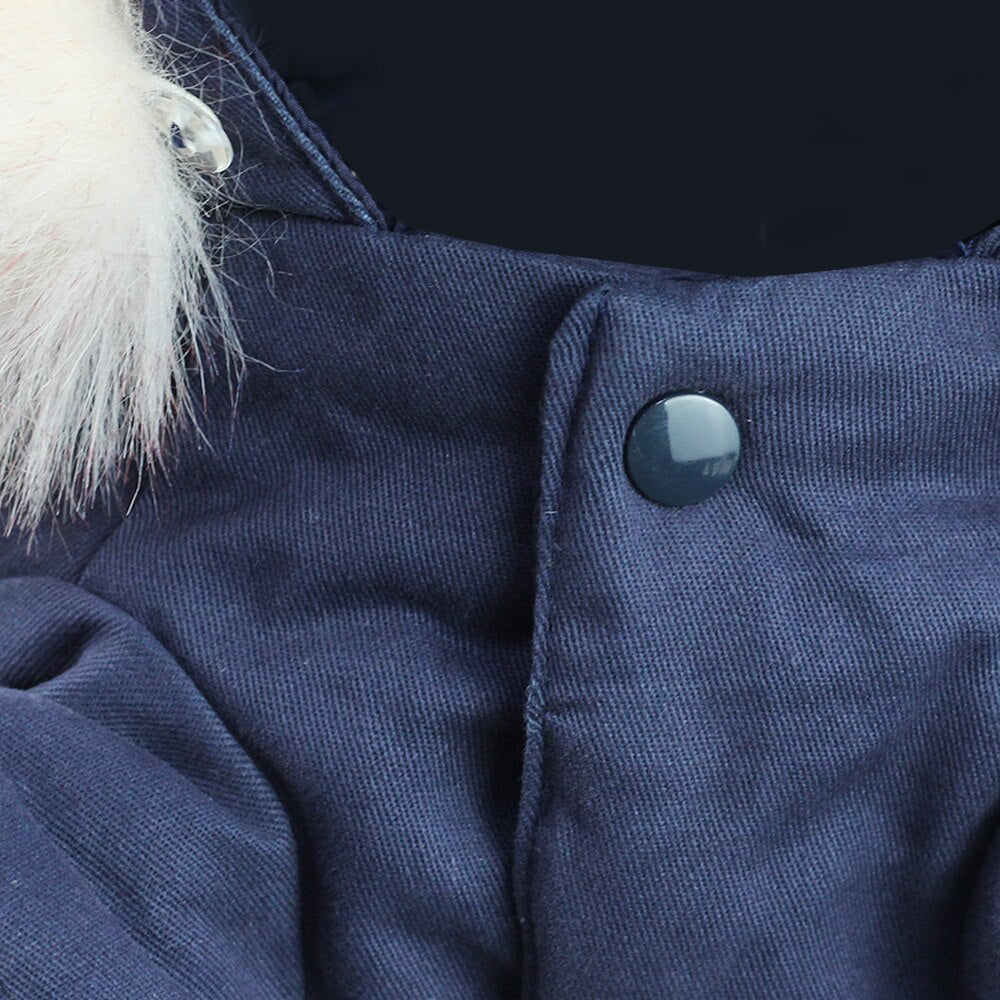 Winter Dog Clothes Luxury Faux Fur Collar Dog Coat for Small Medium Dog Warm Windproof Pet Parka Fleece Lined Dog Jacket