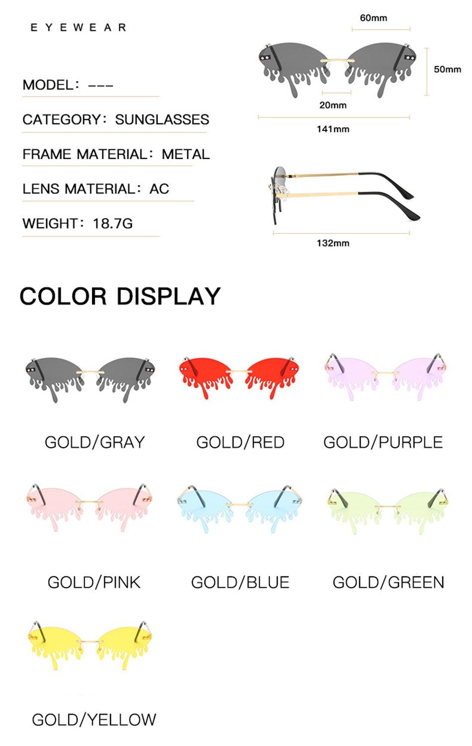 MUSELIFE Fashion Rimless Sunglasses Women New Vintage Unique Tears Shape Steampunk Sunglasses Female Gafas Shades UV400 Oculos