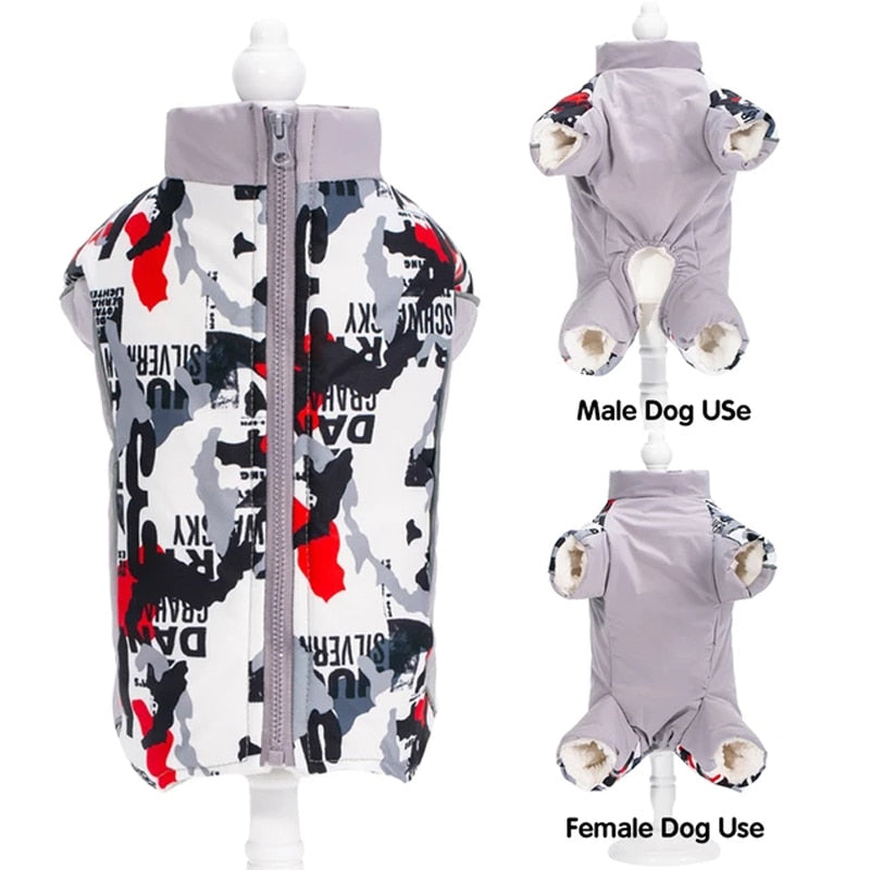 Winter Dog Clothes Waterproof Dog Jacket for Small Dogs Reflective Extra Warm Dog Snowsuit Fully-Covered Belly Boy/Girl Dog Use