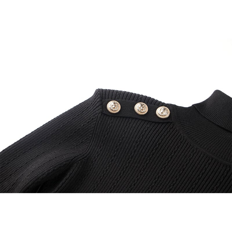 HarleyFashion Women Winter Wool Blend Black Turtleneck Pullover SweaterTop Quality Casual Knit Fabric
