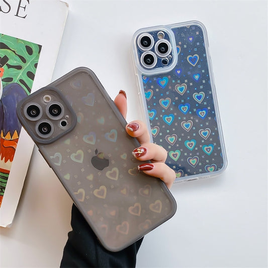 For iPhone 13 Pro Max Case Fashion Gradient Glitter Phone Case  For iPhone 12 11 Pro Max XS Max XR X 7 8Plus 11 Love Heart Cover