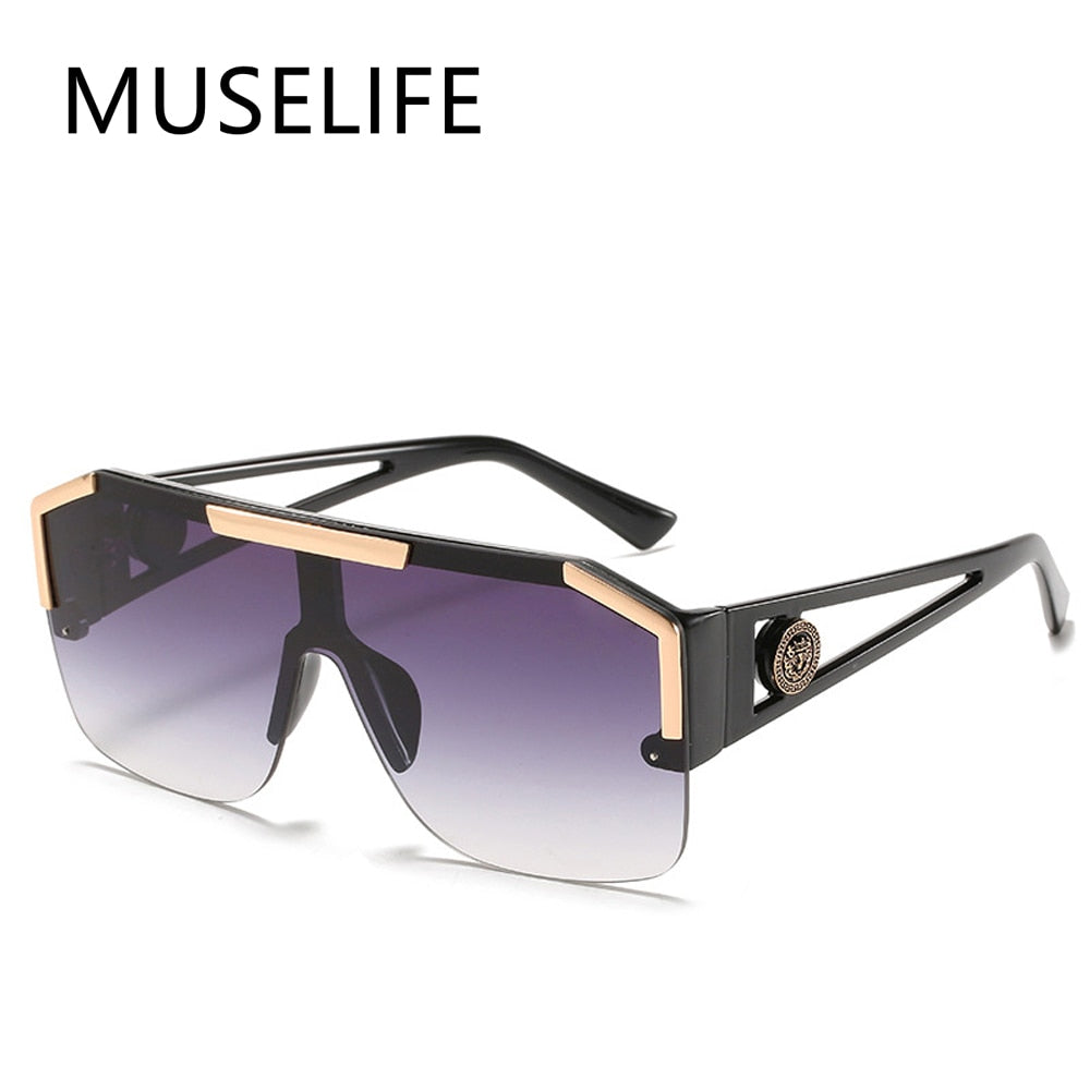 MUSELIFE Luxury Rhinestones Cool Driving Sunglasses Women 2022 New Fashion Square Big Box Men Women General Glasses