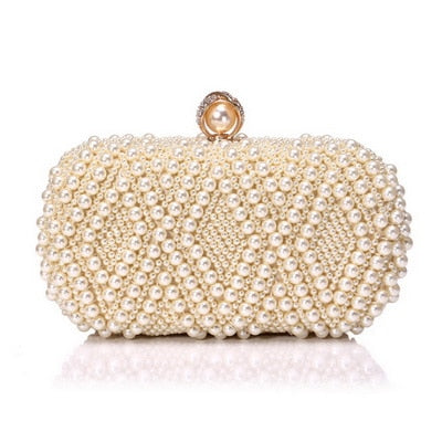 Beaded Diamonds Women Evening Bags Vintage Embroidery Small Pearl Day Clutch Shoulder Chain Handbags Rhinestones Purse