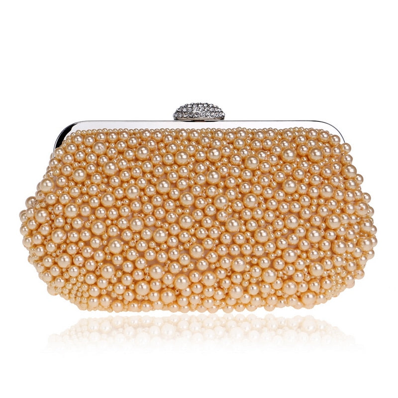 Beaded Diamonds Women Evening Bags Vintage Embroidery Small Pearl Day Clutch Shoulder Chain Handbags Rhinestones Purse