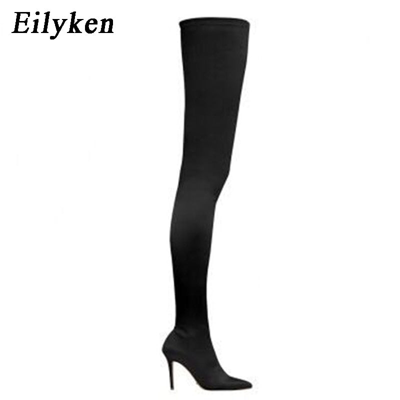 Eilyken 2023 Thigh High Women Boots Over The Knee Elastic Stretch Sexy Nightclub Shoes Long Zapatillas Mujer