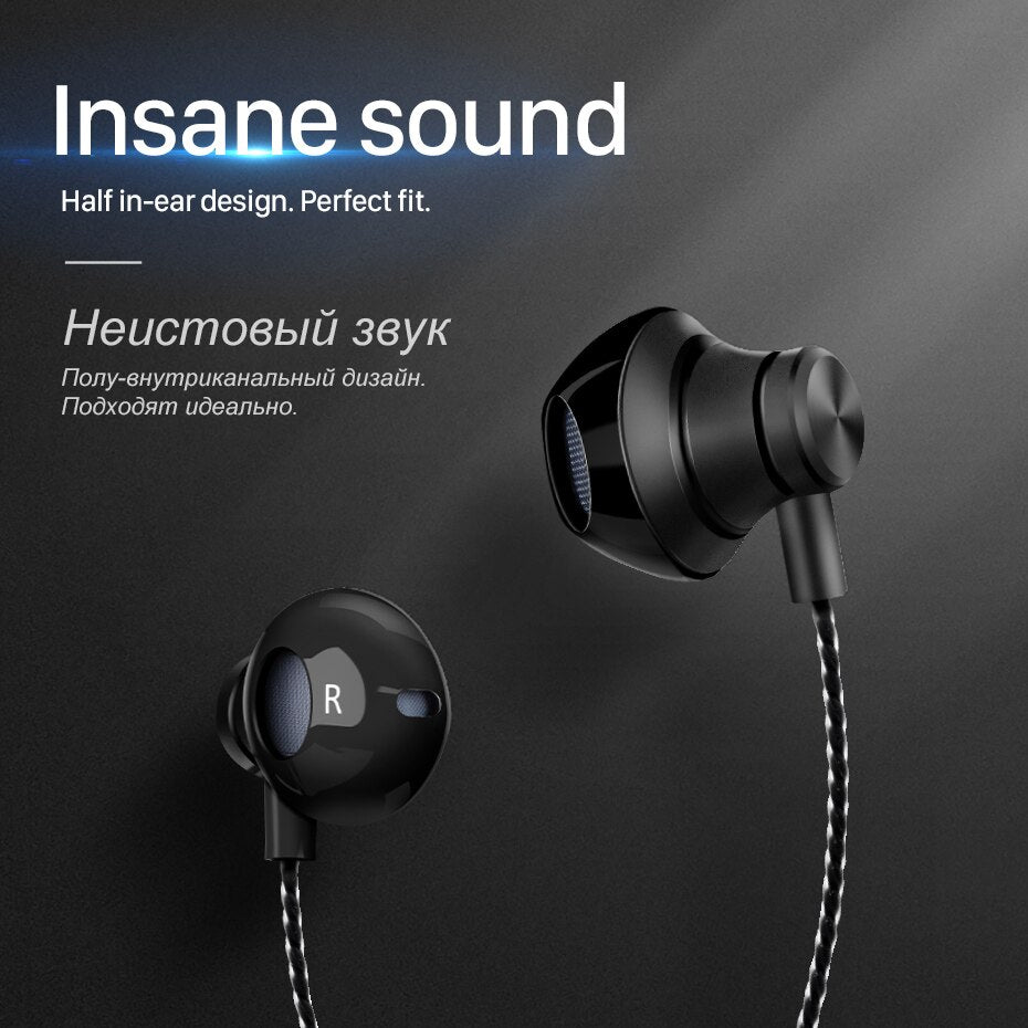 HOCO Metallic Universal Earphones with Mic Wired Headset 3.5mm Jack with Remote for Apple iPhone Samsung Xiaomi Earbuds in-Ear