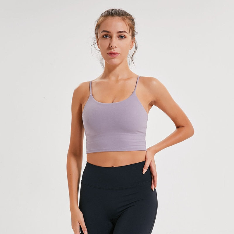 Solid Cami Sports Bra Women Vest Type Push Up Gym Crop Top Padded Fitn –  Godlockis