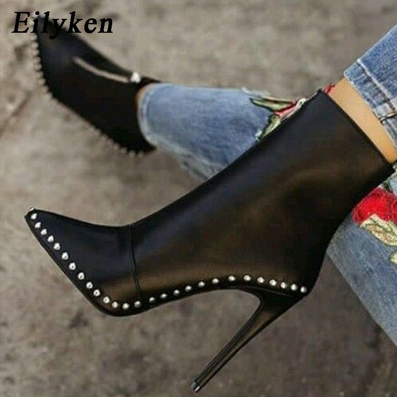 Eilyken 2022 New Arrival Autumn Women Autumn Winter Women Motorcycle Ankle Boots