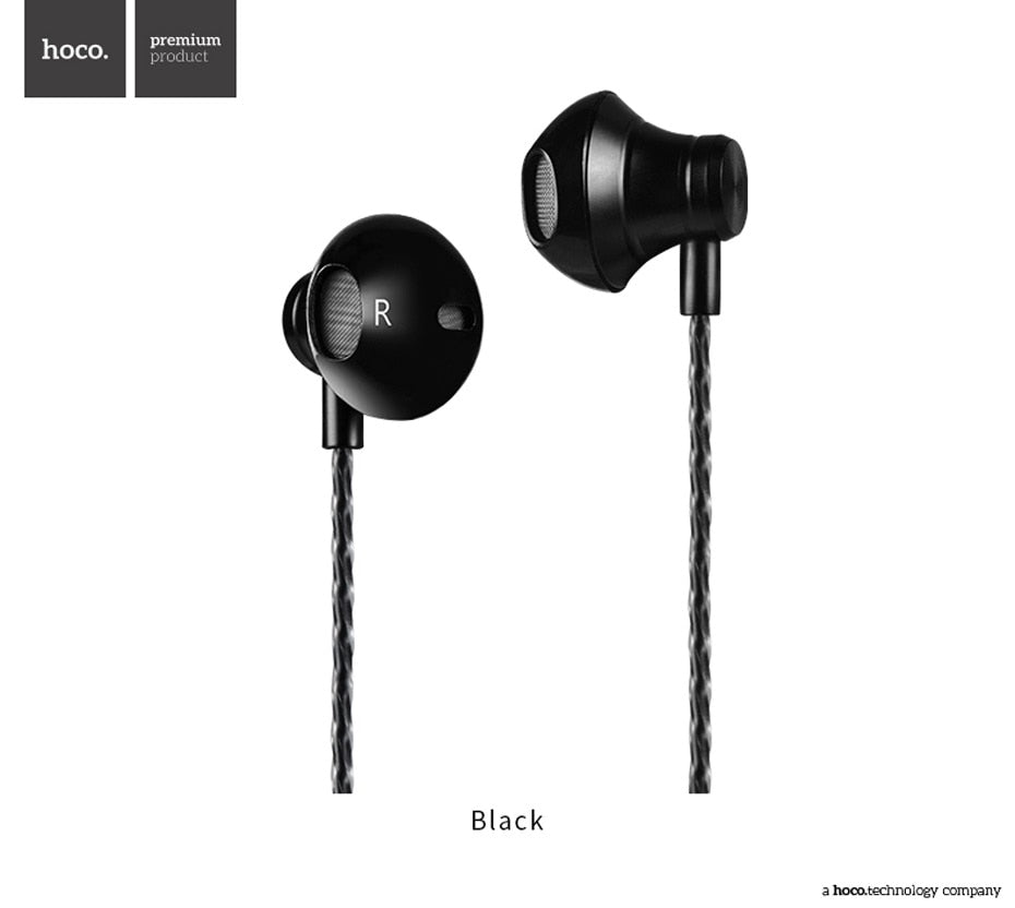 HOCO Metallic Universal Earphones with Mic Wired Headset 3.5mm Jack with Remote for Apple iPhone Samsung Xiaomi Earbuds in-Ear
